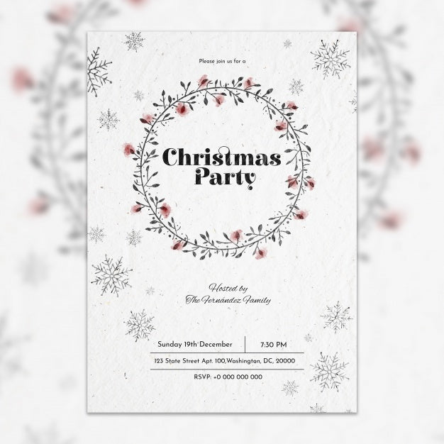 Free White Christmas Party Poster Mockup Psd