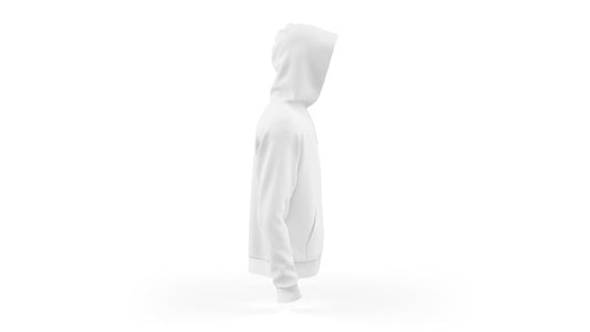Free White Hoodie Mockup Template Isolated, Side View Psd