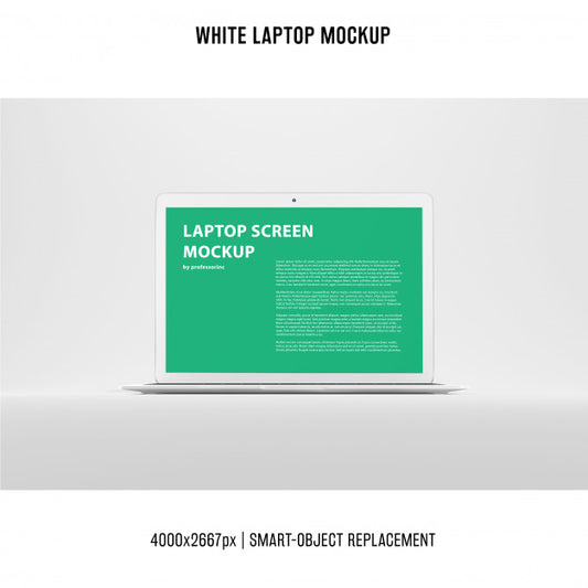 Free White Laptop Mockup Psd