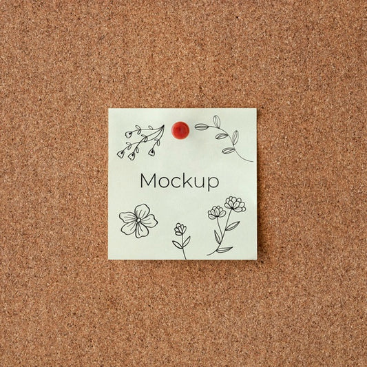 Free White Mock-Up Card With Flowers Psd