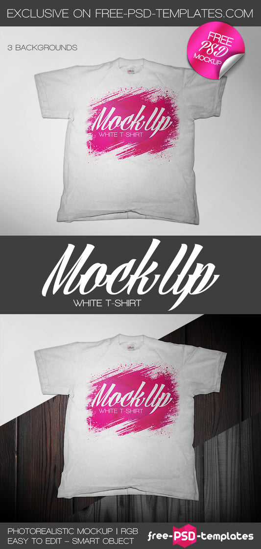 Free White T-Shirt Mock-Up In Psd