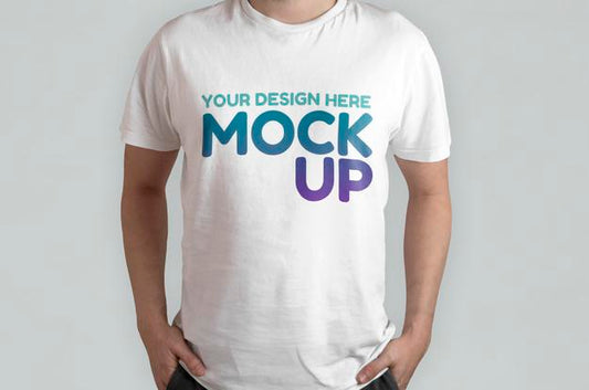 Free White T-Shirt Model Front View Mockup Psd