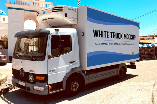 Free White Truck Mockup