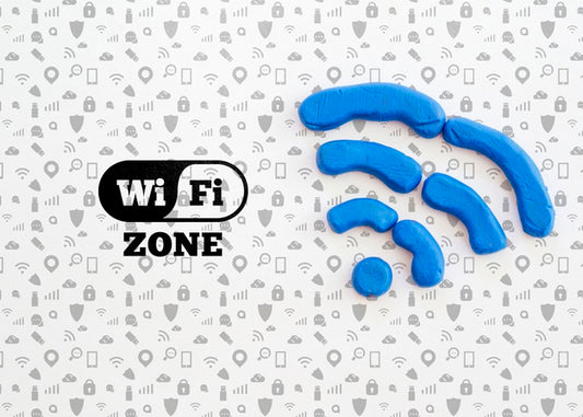 Free Wi-Fi Zone With Blue Signal Waves Psd