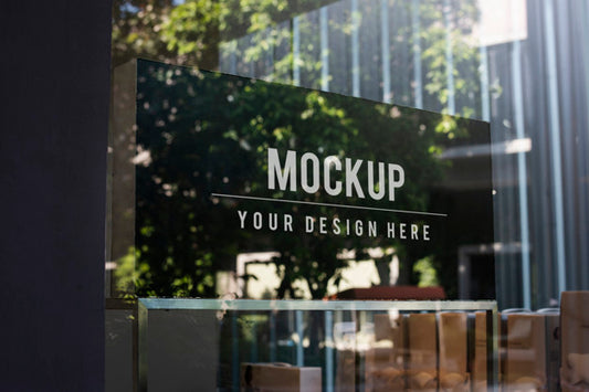 Free Window Sign Mockup In A Shop Psd