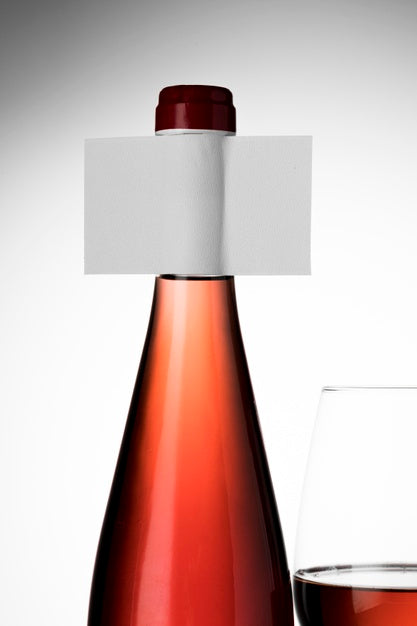 Free Wine Bottle Label  And Glass Mock Up Close Up Psd