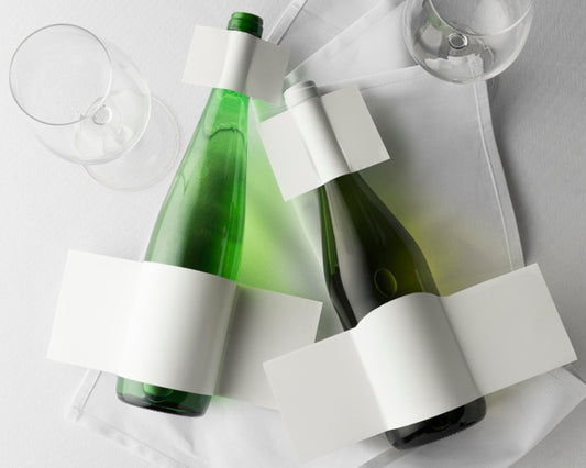 Free Wine Bottle Label  And Glass Mock Up Flat Lay Psd