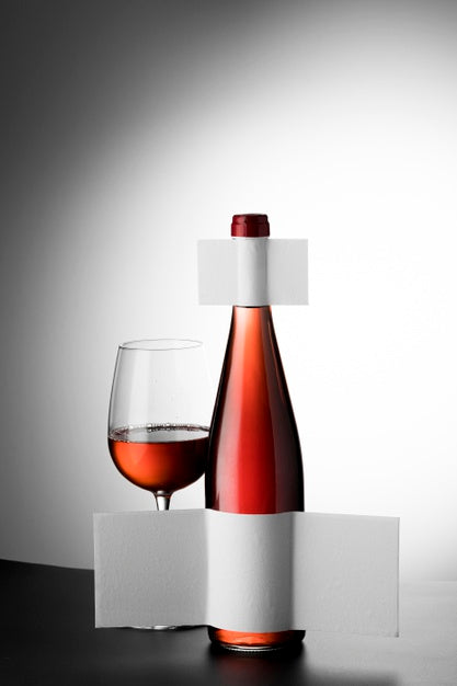 Free Wine Bottle Label  And Glass Mock Up Psd