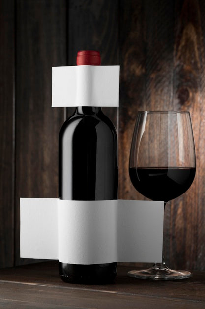 Free Wine Bottle Label  And Glass Mock Up Psd