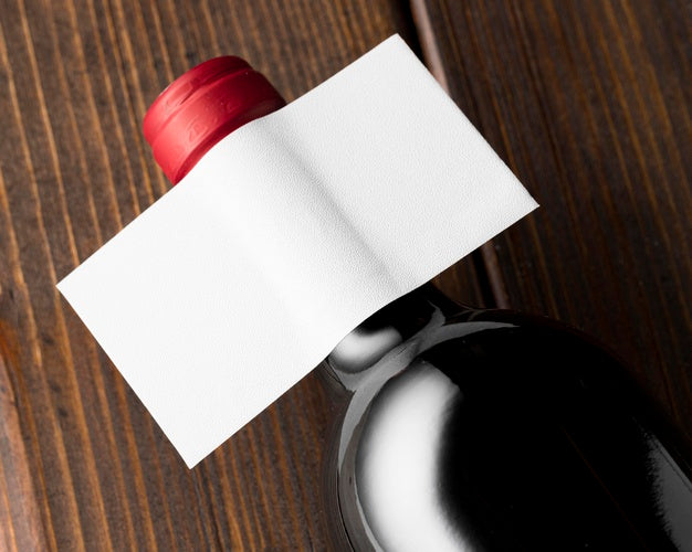 Free Wine Bottle Label Mock Up Top View Psd