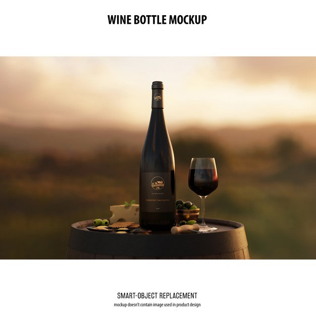 Free Wine Bottle Mockup Psd