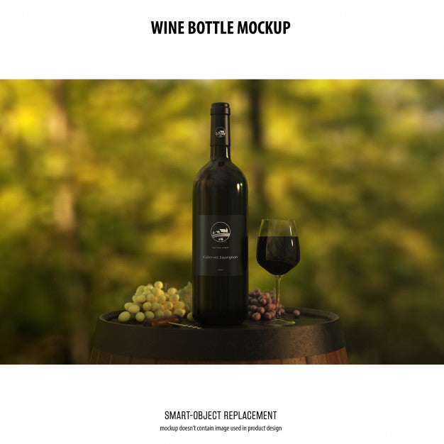 Free Wine Bottle Mockup Psd