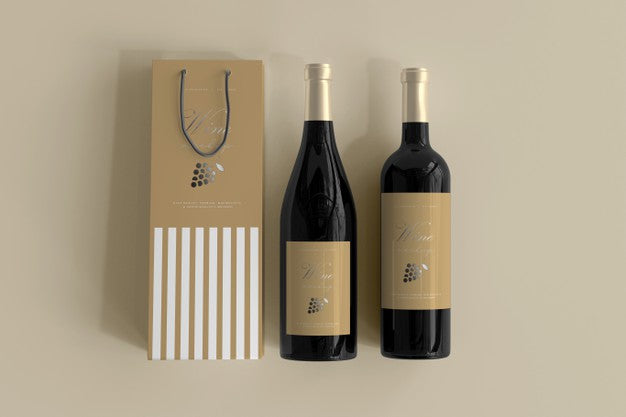 Free Wine Bottle Mockup With Bag Psd