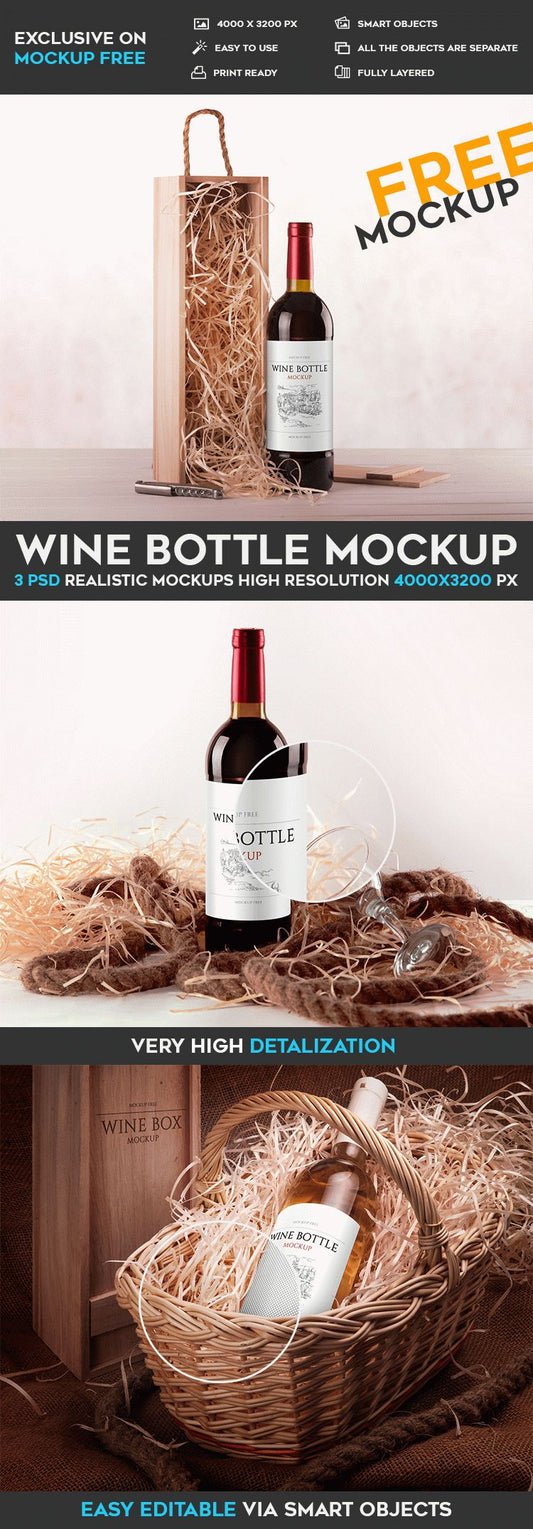 Free Wine Bottle – Psd Mockup