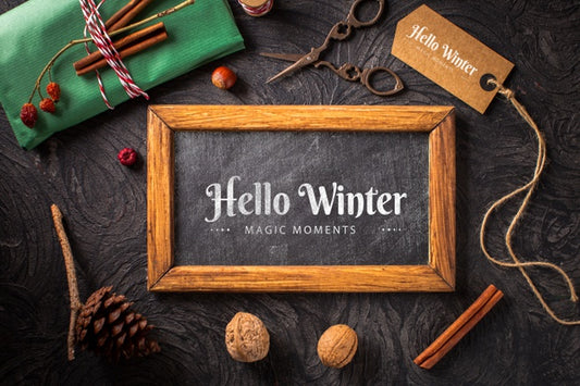 Free Winter Concept With Frame Mock-Up Psd