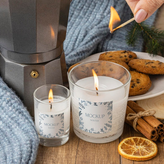 Free Winter Hygge Assortment With Candles Mock-Up Psd