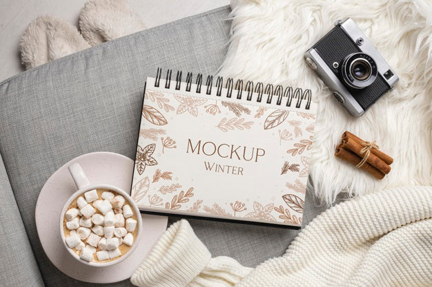 Free Winter Hygge Assortment With Notepad Mock-Up Psd