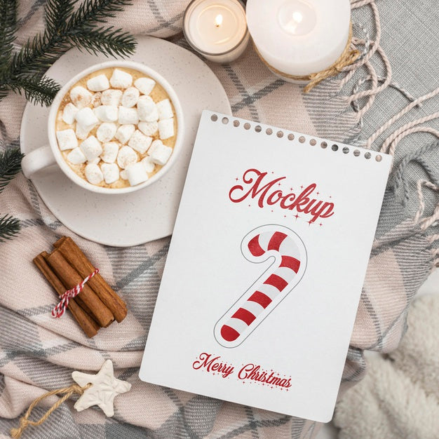 Free Winter Hygge Composition With Notepad Mock-Up Psd