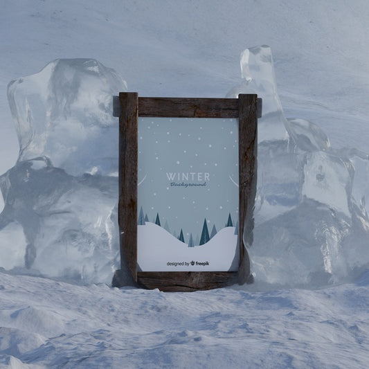 Free Winter Theme On Frame On Icy Winter Psd