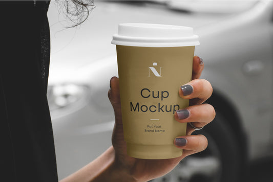 Free Woman Holding Cafe Cup Mockup