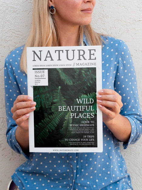 Free Woman Holding With Both Hands A Nature Magazine Psd