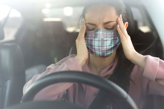 Free Woman In Car Experiencing Headache Psd
