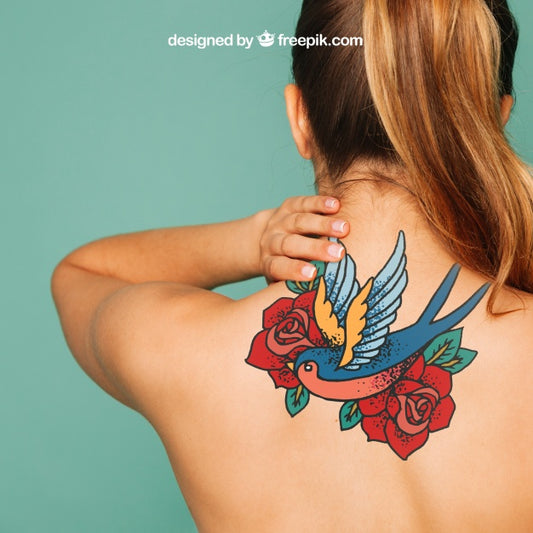 Free Woman Mockup For Tattoo Art On Back Psd