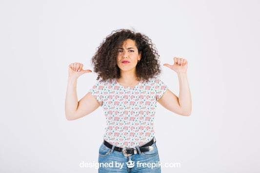 Free Woman Pointing To Her Back Psd