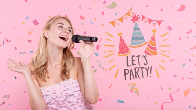 Free Woman Singing At Birthday Party Psd