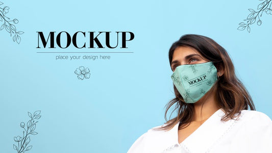 Free Woman Wearing A Mock-Up Medical Mask Psd