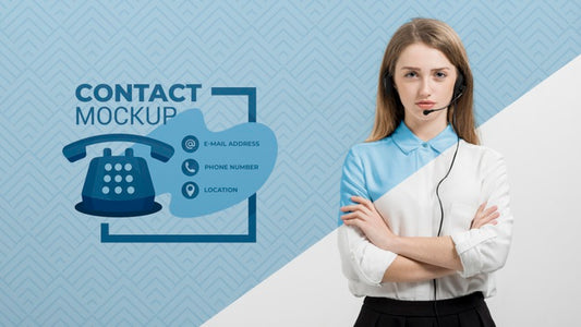 Free Woman With Headphones Call Center Assistant Psd