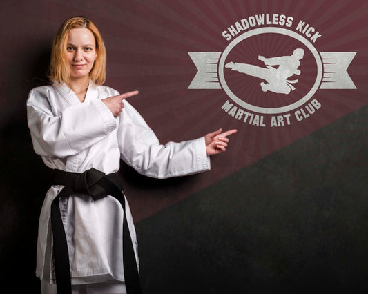 Free Woman With Karate Black Belt And Martial Art Mock-Up Psd