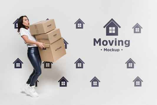 Free Woman With Packages Moving Psd