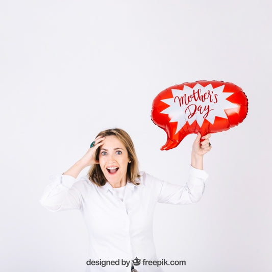 Free Woman With Speech Bubble Balloon For Event Psd
