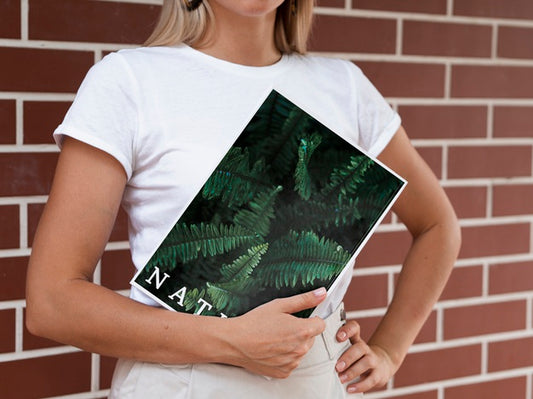 Free Womans Hands Holding A Nature Magazine Mock Up Psd