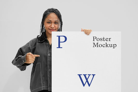 Free Women Holding Poster Psd Mockup