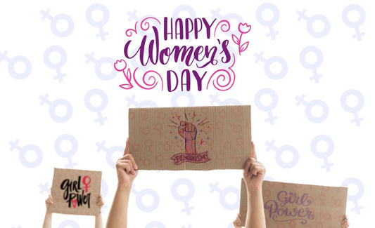 Free Womens Day Message On Cartoon Board Psd
