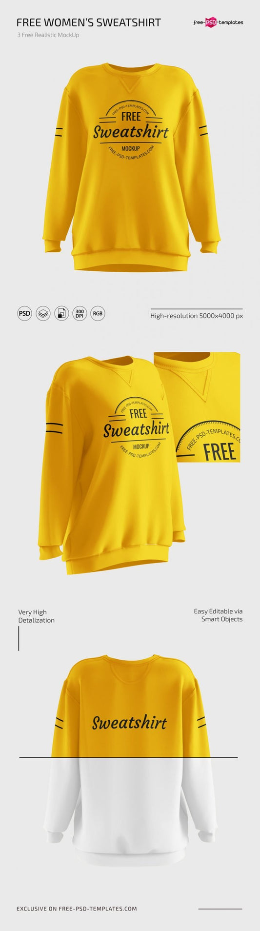Free Women’S Sweatshirt Mockups In Psd