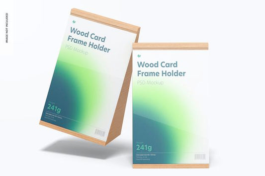 Free Wood Card Frame Holders Mockup, Falling Psd