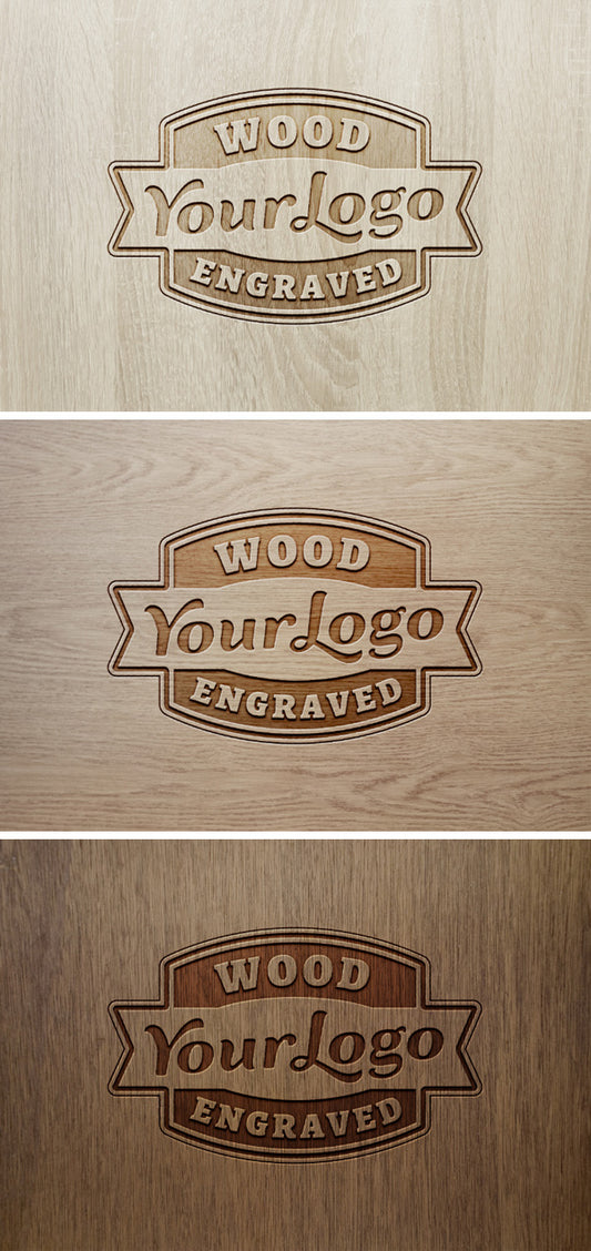 Free Wood Engraved Logo Mockup #2