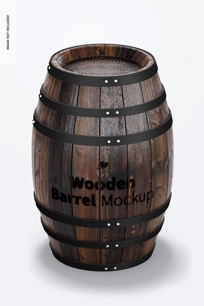 Free Wooden Barrel Mockup Psd