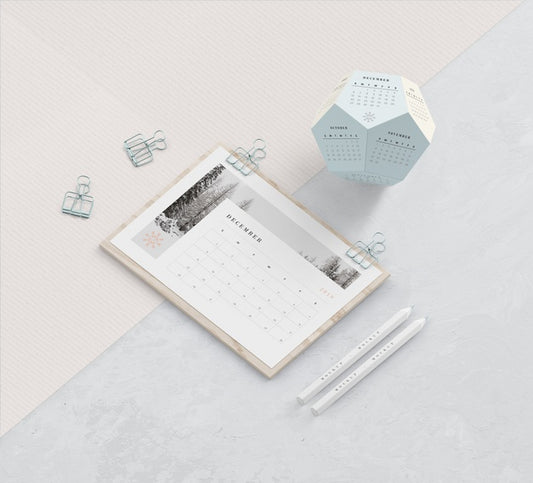 Free Wooden Board And Hexagonal Calendat Concept Psd