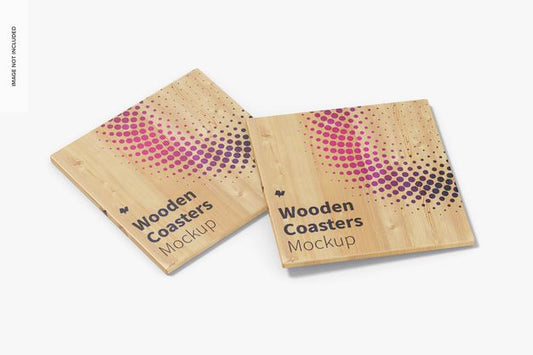 Free Wooden Coasters Mockup Psd