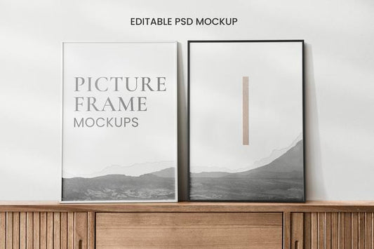 Free Wooden Frames Mockup Against A Wall Psd