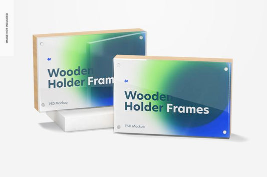 Free Wooden Label Holder Frames Mockup Psd