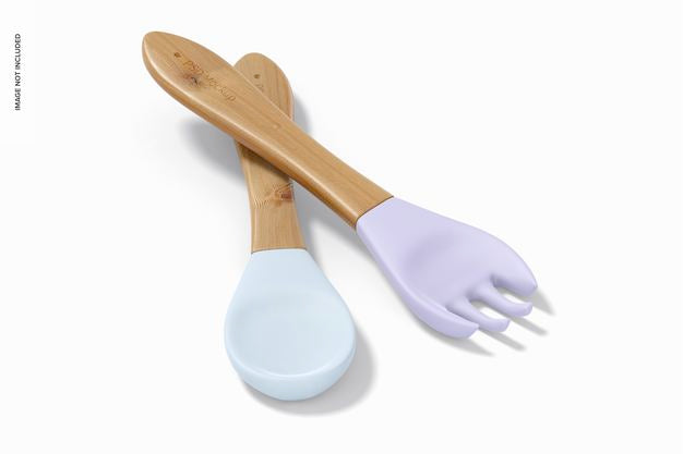 Free Wooden Spoon And Fork Mockup, Right View Psd