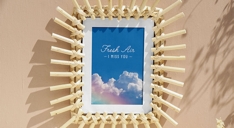 Free Wooden Sticks Photo Frame Poster Mockup Psd