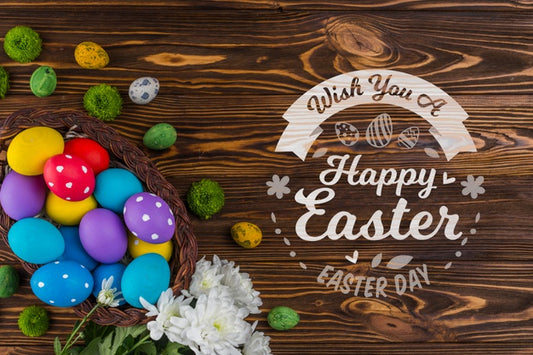 Free Wooden Wall Mockup Easter Concept Psd