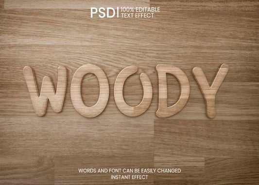 Free Wooden Works Texture Text Effect Psd