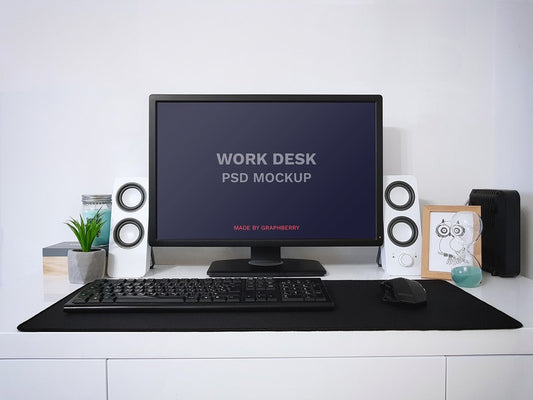 Free Work Desk Psd Mockup